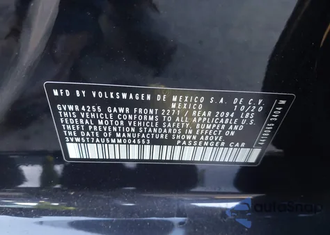 2021 Volkswagen Golf Gti 2.0T Autobahn/2.0T S/2.0T Se from USA, damaged, VIN 3VW5T7AU5MM004553